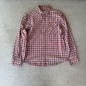 Howler Bros Men's Flannel Shirt M Red Gray Plaid Western Style Long Sleeve